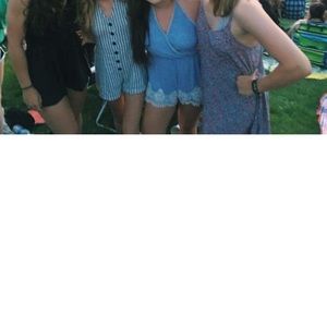 baby blue backless romper